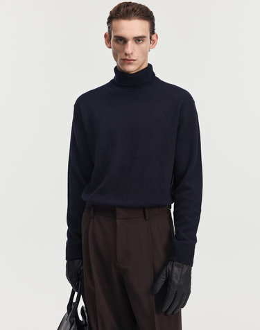 Cashmere Blended Turtleneck Knit Top (Midnight Black)