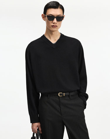 Layered V-Neck Knit (Black)