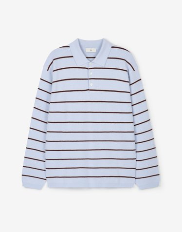 Cashmere Blended Essential Polo Knit Top (Sky Blue)