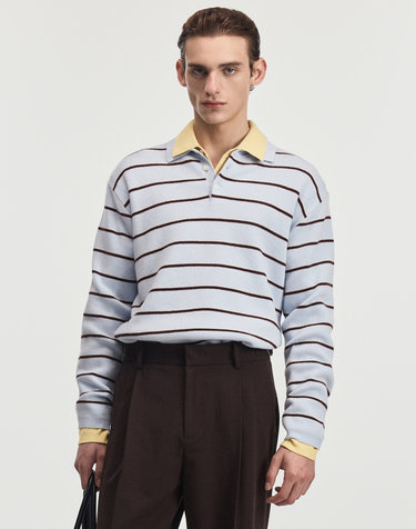 Cashmere-Blend Essential Polo Knit (Sky Blue)