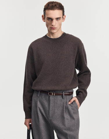 Cashmere-Blend Essential Polo Knit (Brown)
