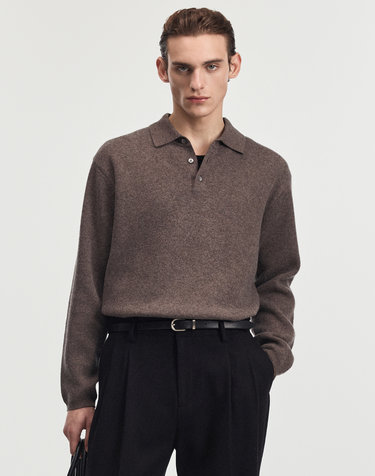 Cashmere-Blend Essential Polo Knit (Brown)