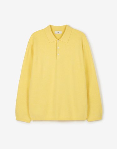 Cashmere Blended Essential Polo Knit Top (Lemon)