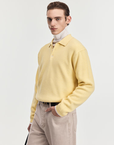 Cashmere-Blend Essential Polo Knit (Lemon)