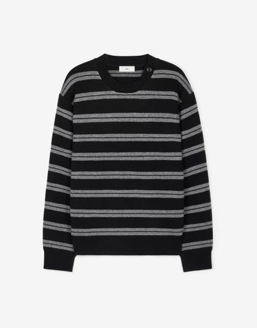Striped Button-Detail Knit (Black)