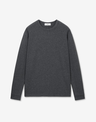 Wool Blend Jersey Long Sleeve Top (Dark Grey)