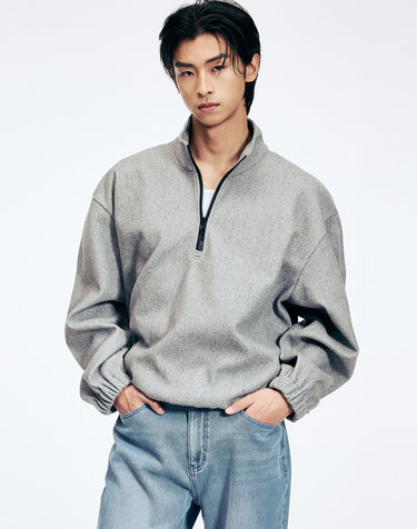 Oversized Fleece Quarter Zip (Grey)