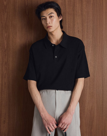 Kinoshita Seersucker Polo (Black)