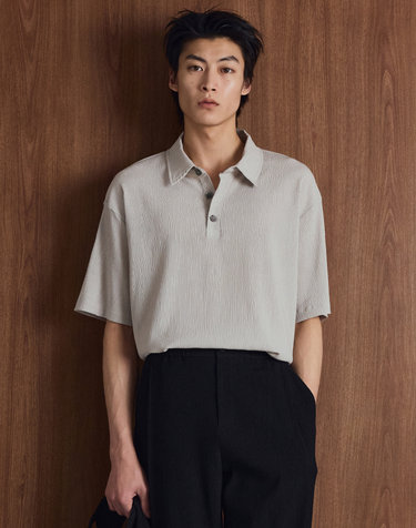 Kinoshita Seersucker Polo (Light Beige)