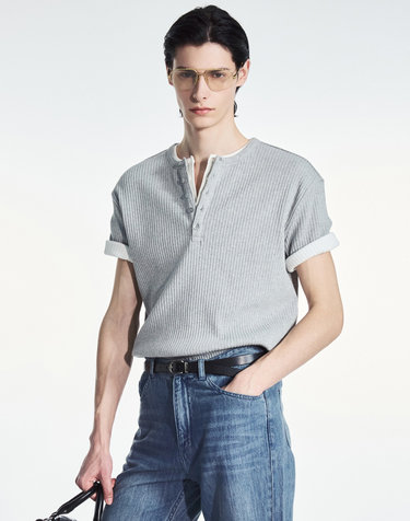Henley Tee (Melange Grey)