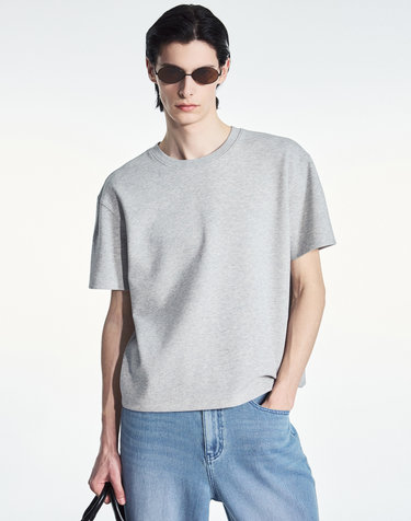 Essential Cropped Tee (Melange Grey)