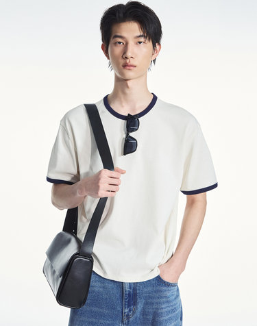 Cropped Ringer Tee (Cream)