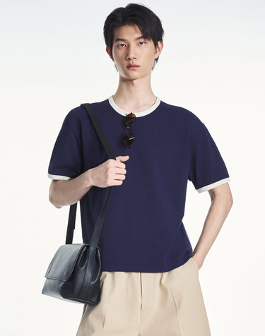 Cropped Ringer Tee (Navy)