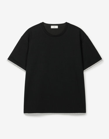 Layered Roll-Up Cropped Tee (Black)