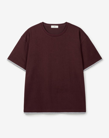 Layered Roll-Up Cropped Tee (Burgundy)