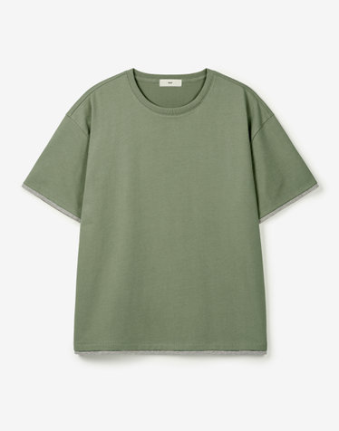 Layered Roll-Up Cropped Tee (Pale Sage)