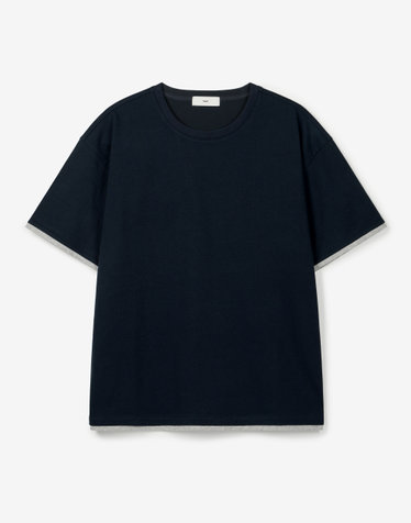 Layered Roll-Up Cropped Tee (Navy)