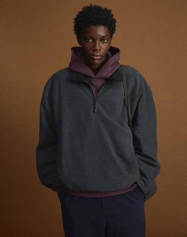 [UNI] Koenji Fleece Oversized Half-Zip Sweatshirt (D.Grey)