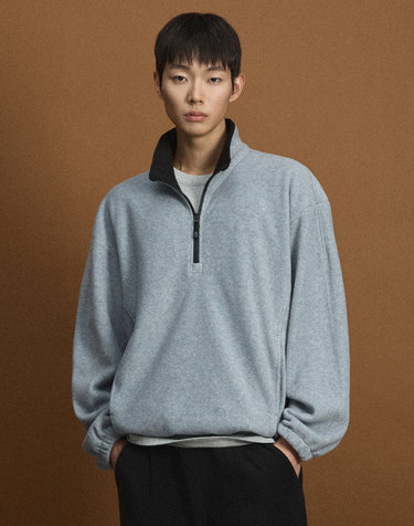 [UNI] Koenji Fleece Oversized Half-Zip Sweatshirt (L.Grey)