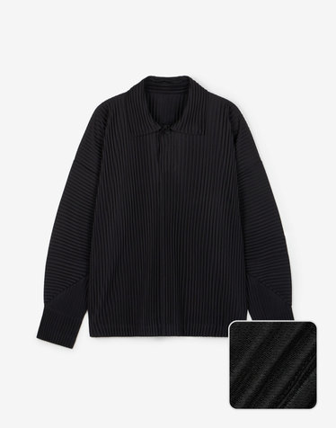Yoyogi Pleats Collared T-Shirt (Black)