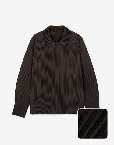 Yoyogi Pleats Collared T-Shirt (Brown)