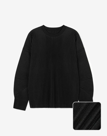 Yoyogi Pleats Crew Neck T-Shirt (Black)