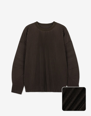 Yoyogi Pleats Crew Neck T-Shirt (Brown)