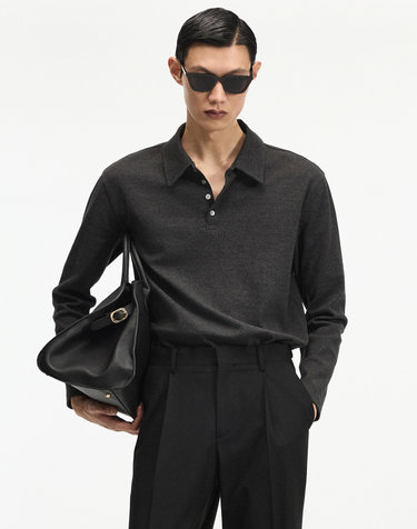 Ribbed Slim-Fit Polo Shirt (Dark Grey)