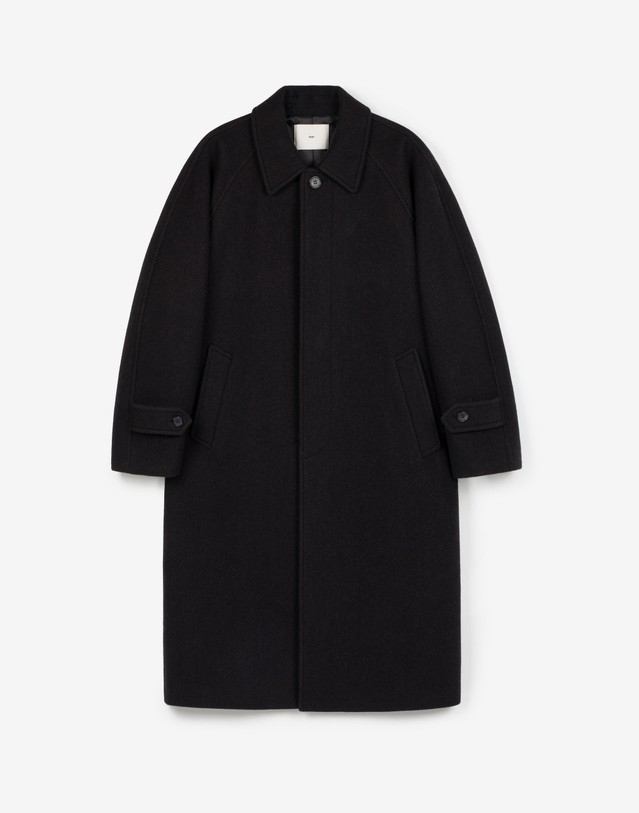 티엔지티 Virgin Wool Herringbone Balmacaan Coat (Black Brown) 브라운 상세