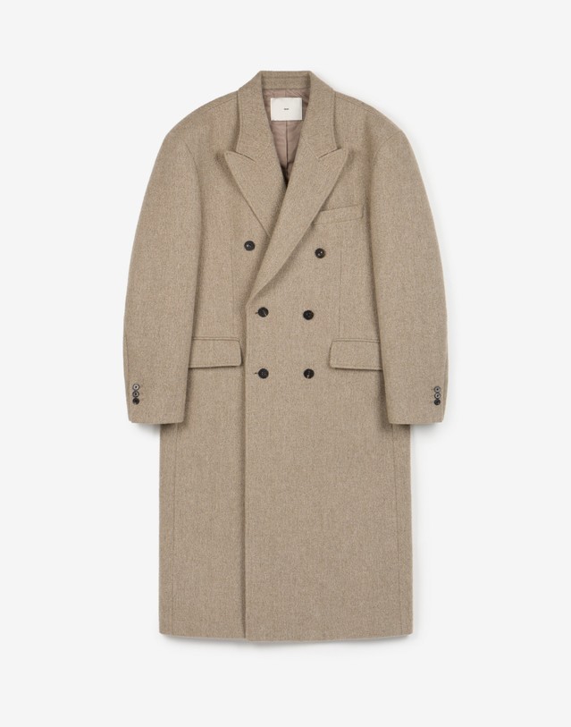 티엔지티 Herringbone Tailored Double-Breasted Coat (Greyish Beige) 베이지 상세