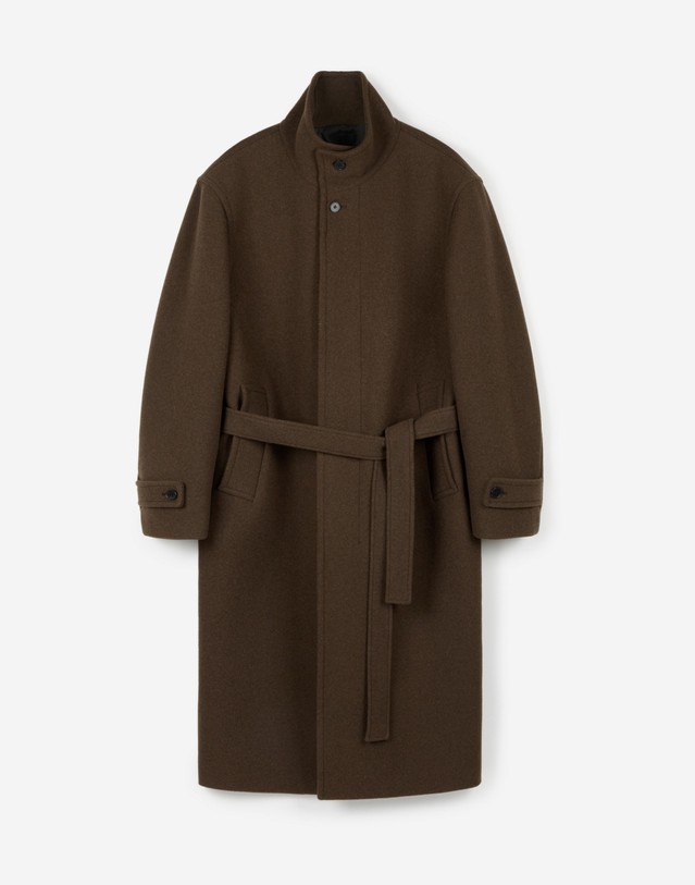 티엔지티 Belted High-Neck Coat (Melange Brown) 브라운 상세