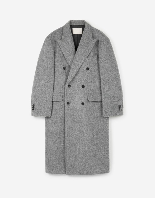 티엔지티 Oversized Alpaca Double-Breasted Coat (Light Grey) 그레이 상세