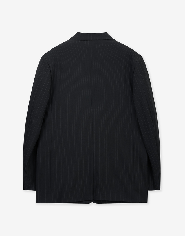 티엔지티 Pinstripe Structured Single-Breasted Jacket (Black) 블랙 착용컷