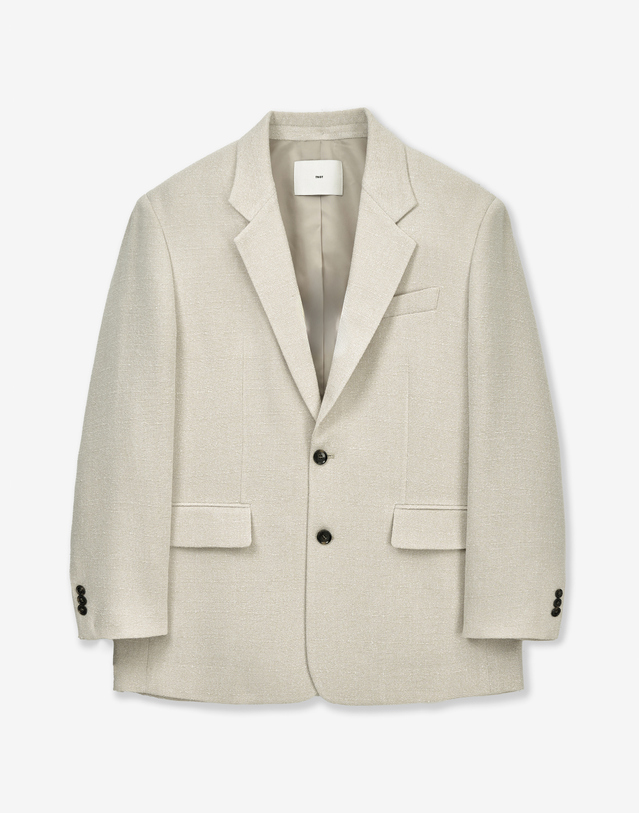 티엔지티 Oversized Tweed Single-Breasted Jacket (Cream) 베이지 착용컷