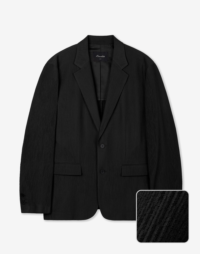 키노시타 바이 티엔지티 Kinoshita Seersucker Jacket (Black) 블랙 착용컷