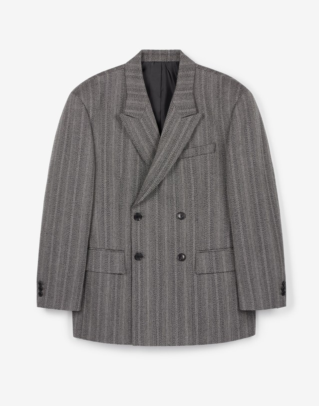 티엔지티 Herringbone Double-Breasted Wool Jacket (Grey) 그레이 착용컷