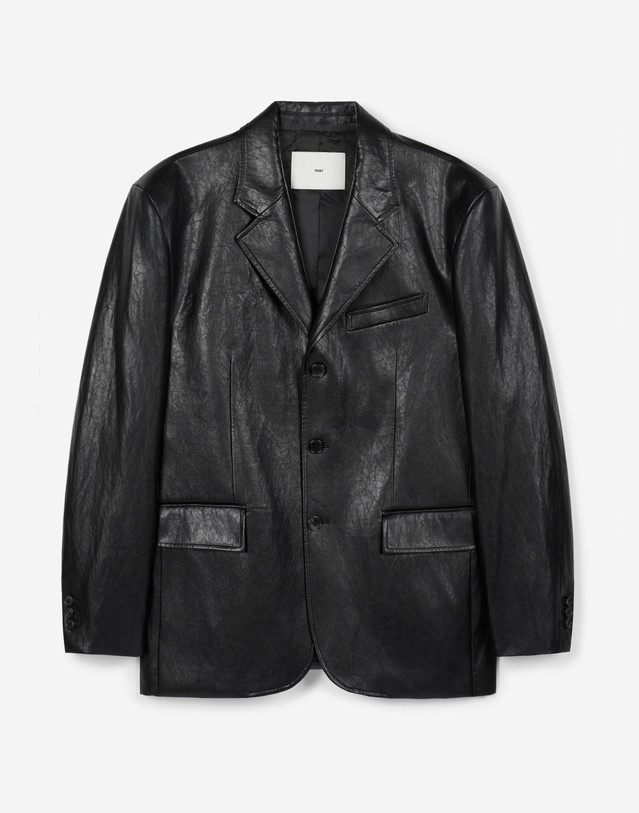 티엔지티 Faux Leather Jacket (Washed Black) 블랙 착용컷