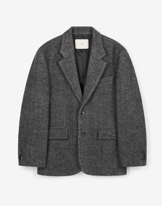 티엔지티 Hairy Wool Herringbone Jacket (Dark Grey) 그레이 상세