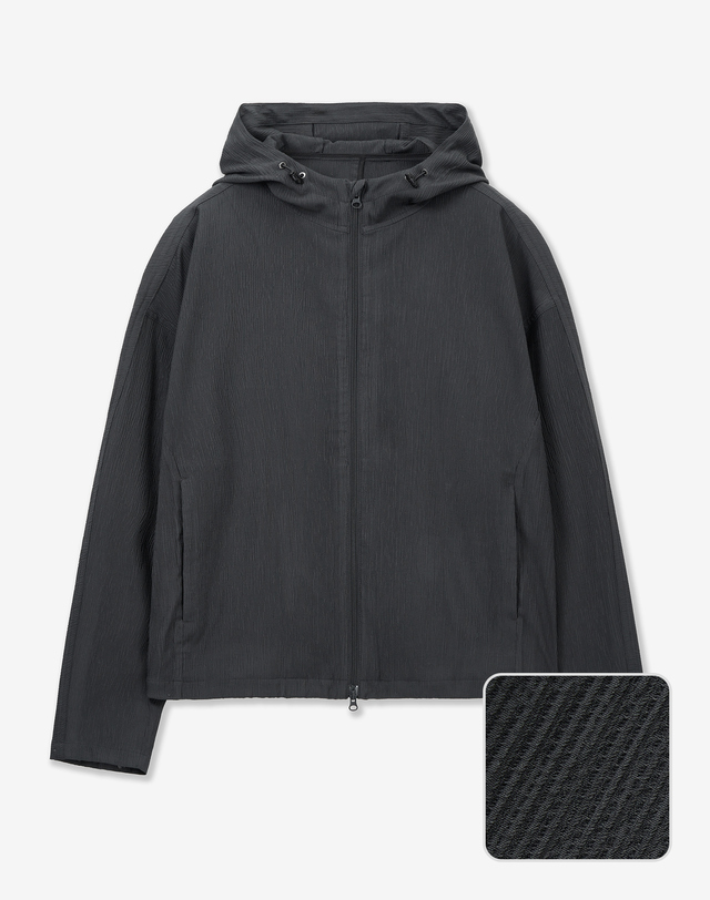 키노시타 바이 티엔지티 Kinoshita Seersucker Hooded Zip-Up (Grey) 그레이 착용컷