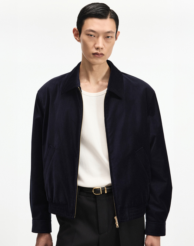 티엔지티 Velvet Blouson (Navy) 네이비 착용컷