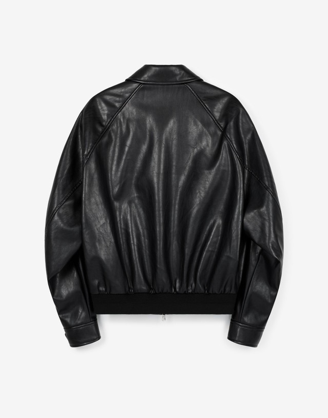 티엔지티 Faux Leather A-2 Jacket (Black) 블랙 착용컷