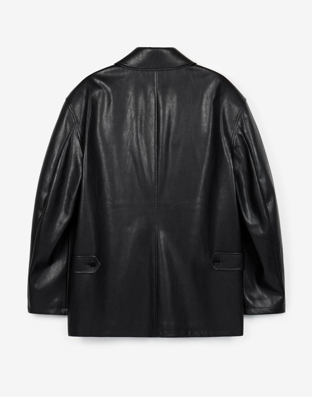 티엔지티 Oversized Faux Leather Car Coat (Black) 블랙 착용컷