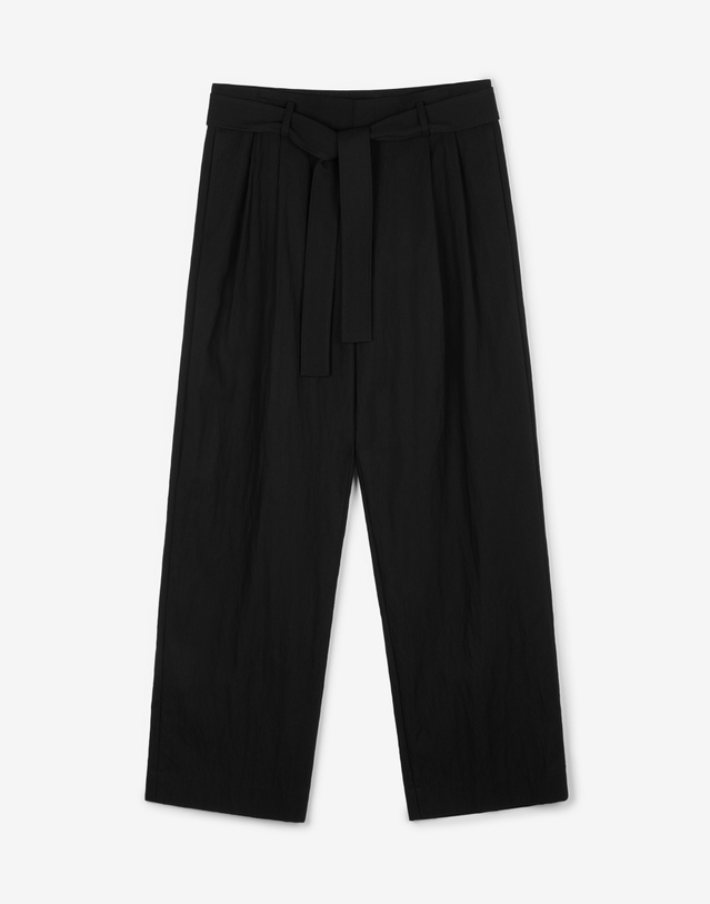 티엔지티 Viscose Blend Wide-Fit Belted Pants (Black) 블랙 착용컷