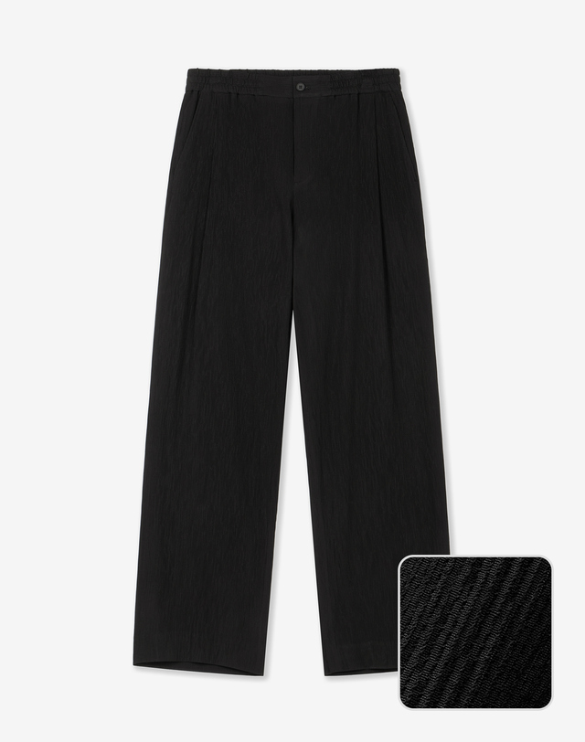 키노시타 바이 티엔지티 Kinoshita Seersucker Semi-Wide Pants (Black) 블랙 착용컷