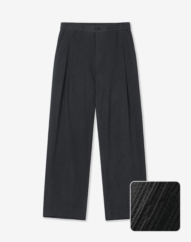 키노시타 바이 티엔지티 Kinoshita Seersucker Semi-Wide Pants (Grey) 그레이 착용컷