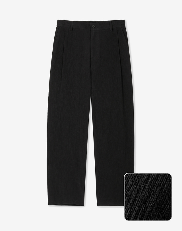 키노시타 바이 티엔지티 Kinoshita Seersucker Tapered Pants (Black) 블랙 착용컷