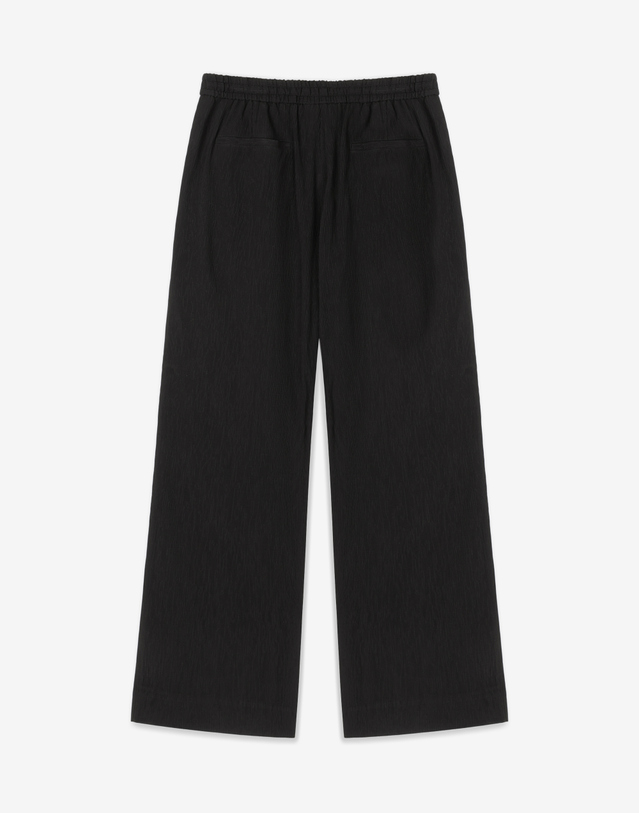 키노시타 바이 티엔지티 Kinoshita Seersucker Maxi-Wide Pants (Black) 블랙 착용컷