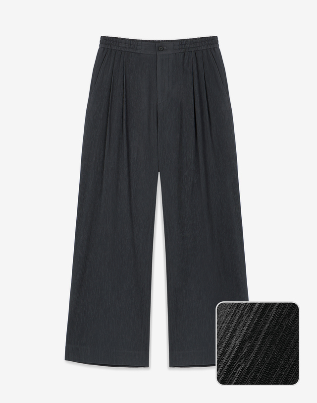 키노시타 바이 티엔지티 Kinoshita Seersucker Maxi-Wide Pants (Grey) 그레이 착용컷