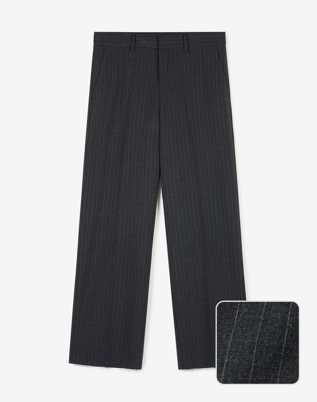 티엔지티 Pinstripe Semi-Wide Pants (Dark Grey) 차콜 그레이 상세