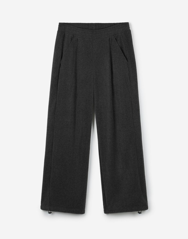 티엔지티 [UNI] Koenji Fleece Wide-Leg Pants (D.Grey) 차콜 그레이 착용컷